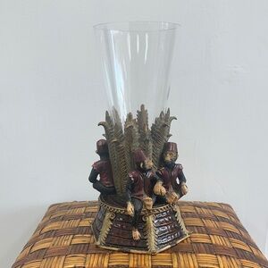 Decorative Glass with Monkey Figurines